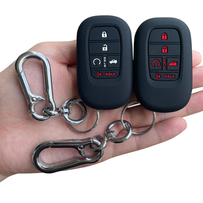 TANDRIVE Key Fob Cover for (5 Buttons) Honda 2022 2023 2024 2025 Civic Accord HR-V Pilot CR-V, Silicone, 2-Pack, Black and Black - Image 1